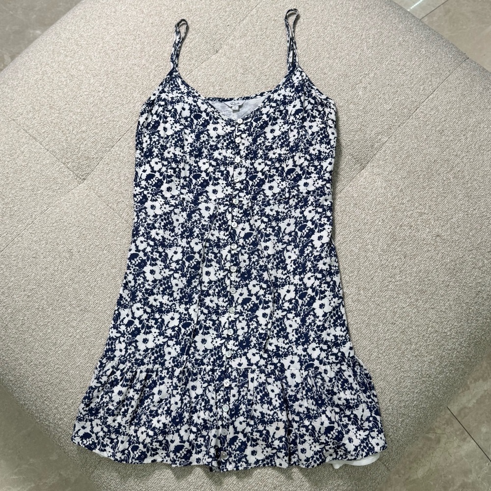 Rails Navy White Floral Button-Front Mini Dress Size Small